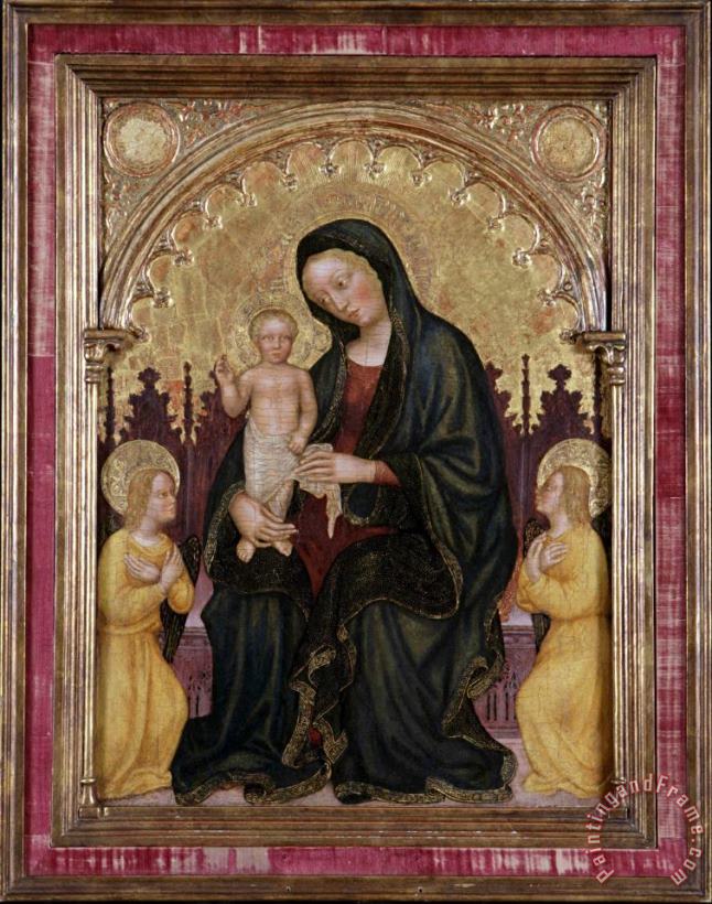 Enthroned Madonna And Child with Two Angels painting - Gentile da Fabriano Enthroned Madonna And Child with Two Angels Art Print