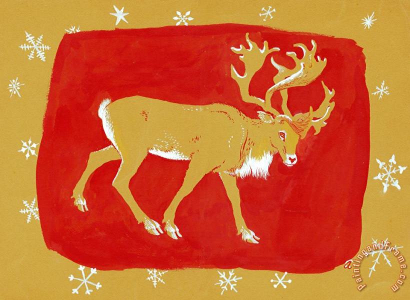 Reindeer painting - George Adamson Reindeer Art Print