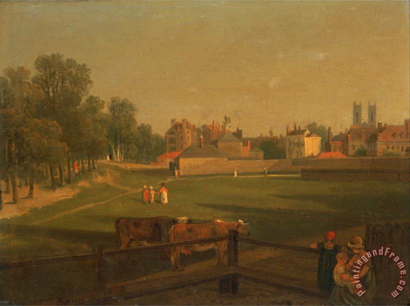 A Western View of Part of Westminster And Bird Cage Walk Taken From The Mill House..., painting - George Arnald A Western View of Part of Westminster And Bird Cage Walk Taken From The Mill House..., Art Print