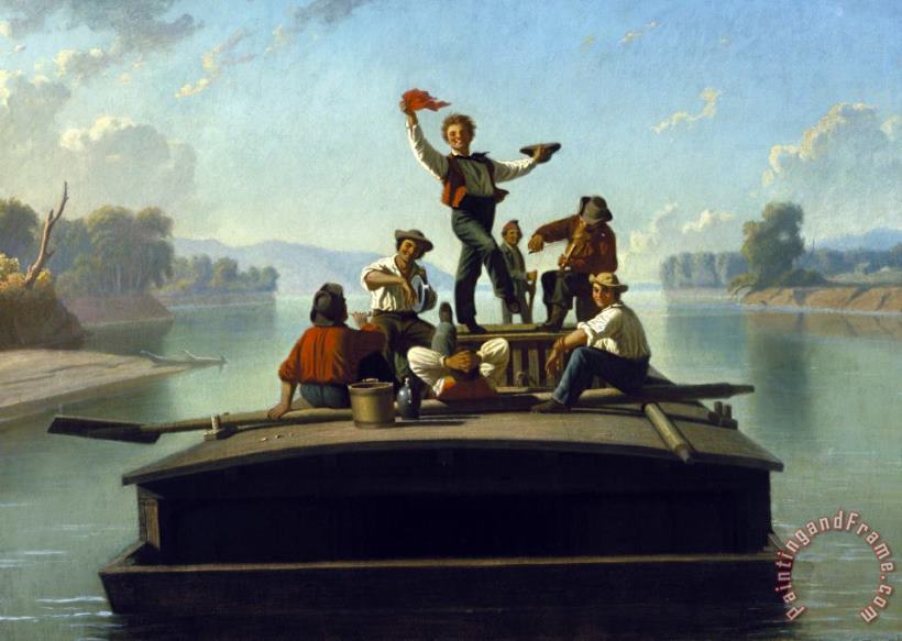 The Jolly Flatboatmen painting - George Caleb Bingham The Jolly Flatboatmen Art Print
