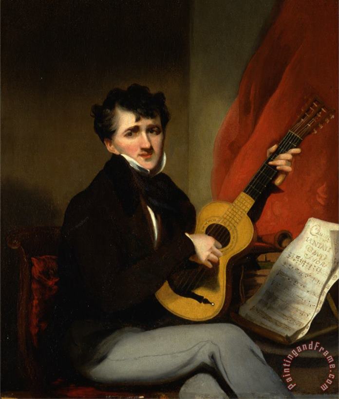 Portrait of a Man Playing a Guitar painting - George Chinnery Portrait of a Man Playing a Guitar Art Print