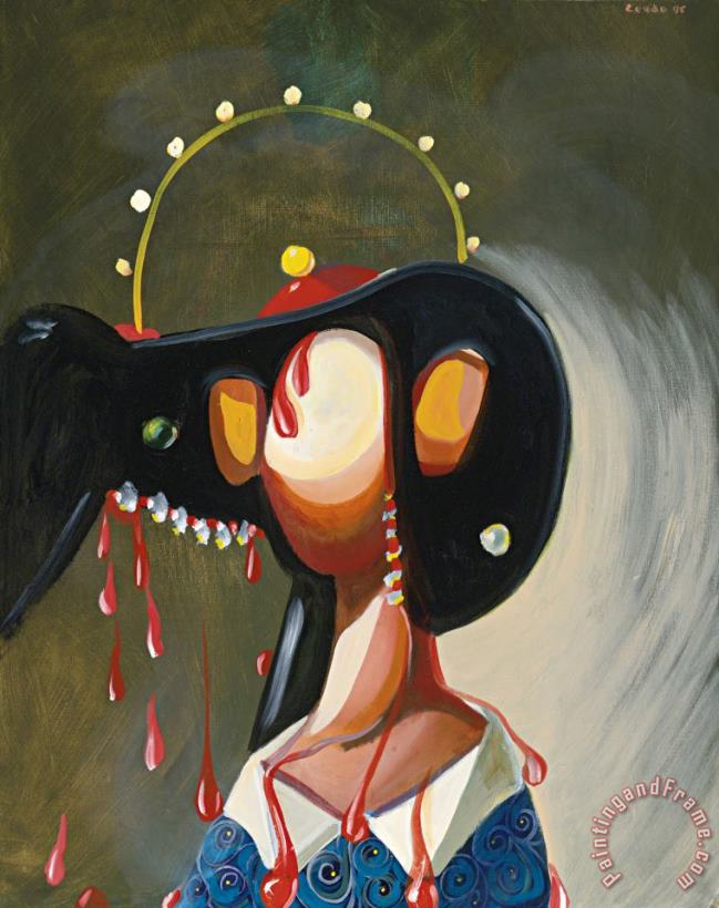 Alien Abduction, 1995 painting - George Condo Alien Abduction, 1995 Art Print