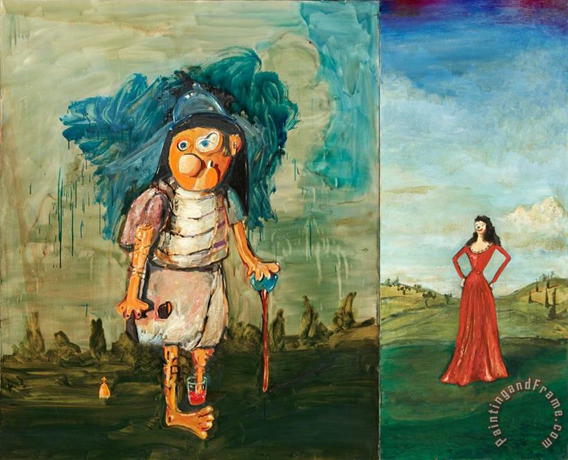 Full Figure Combination, 1990 painting - George Condo Full Figure Combination, 1990 Art Print