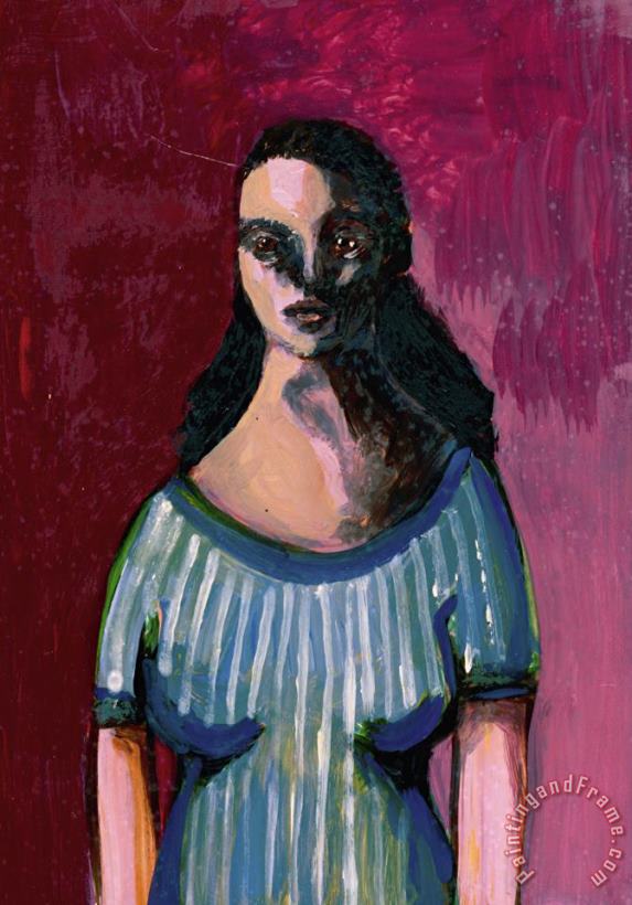 George Condo Girl on Crimson Background Art Painting