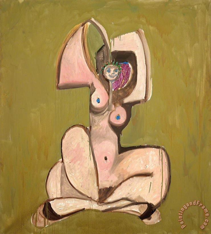 Gold Nude, 1989 painting - George Condo Gold Nude, 1989 Art Print