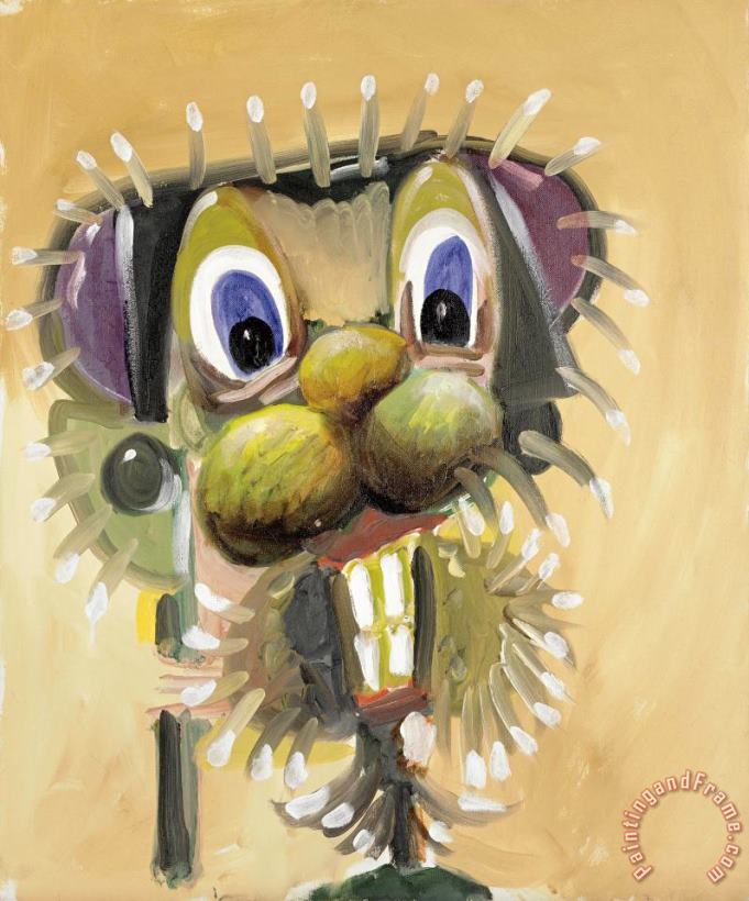 George Condo Head with Spiky Hair Art Painting