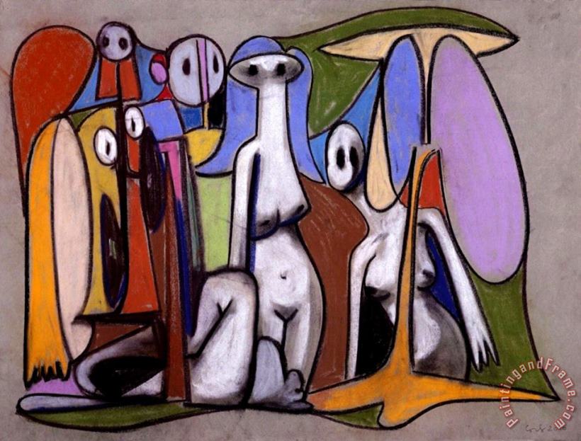 Naked Ghosts, 2000 painting - George Condo Naked Ghosts, 2000 Art Print