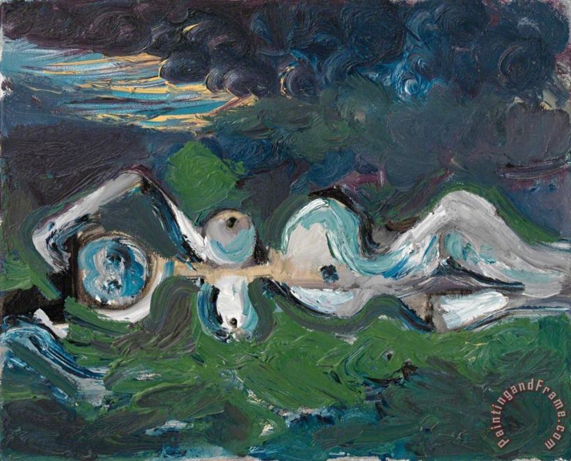 George Condo Nude in Landscape, 1987 Art Painting