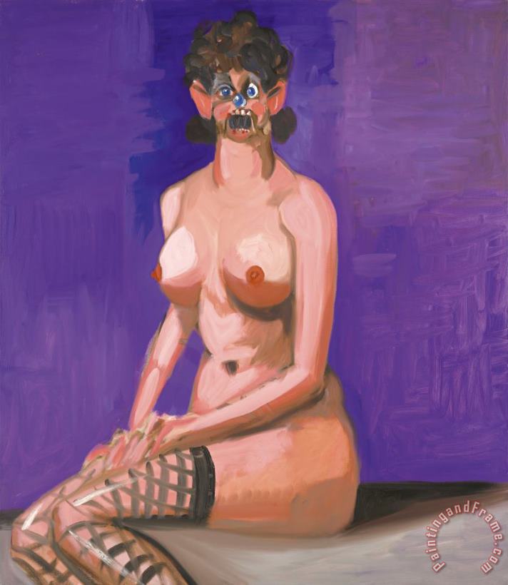 Nude on Purple painting - George Condo Nude on Purple Art Print