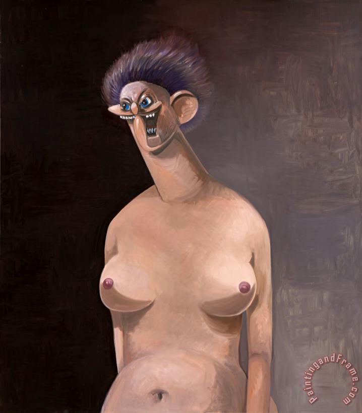 Nude with Purple Hair painting - George Condo Nude with Purple Hair Art Print