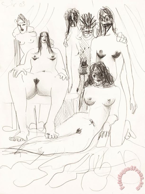 Orgy Composition, 2003 painting - George Condo Orgy Composition, 2003 Art Print