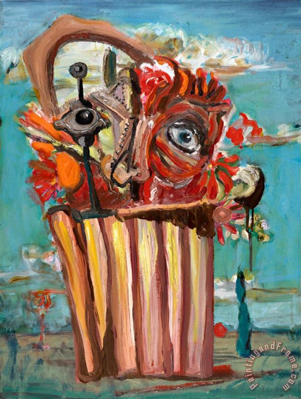 Skum Bucket Flower Basket painting - George Condo Skum Bucket Flower Basket Art Print