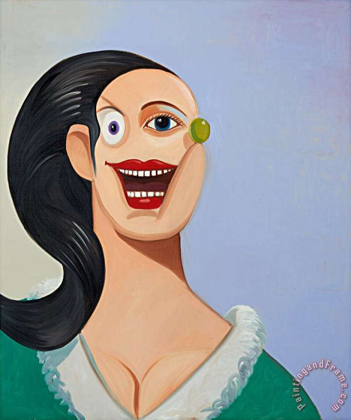 Smiling Girl with Black Hair painting - George Condo Smiling Girl with Black Hair Art Print