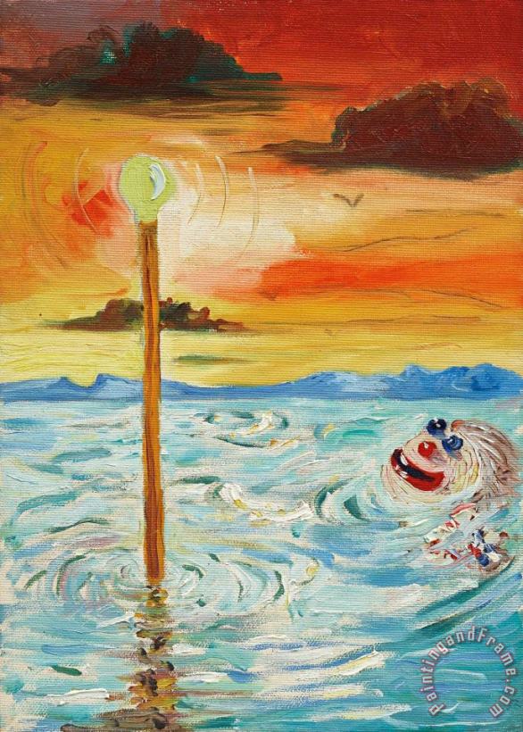 Untitled (clown), 1984 painting - George Condo Untitled (clown), 1984 Art Print
