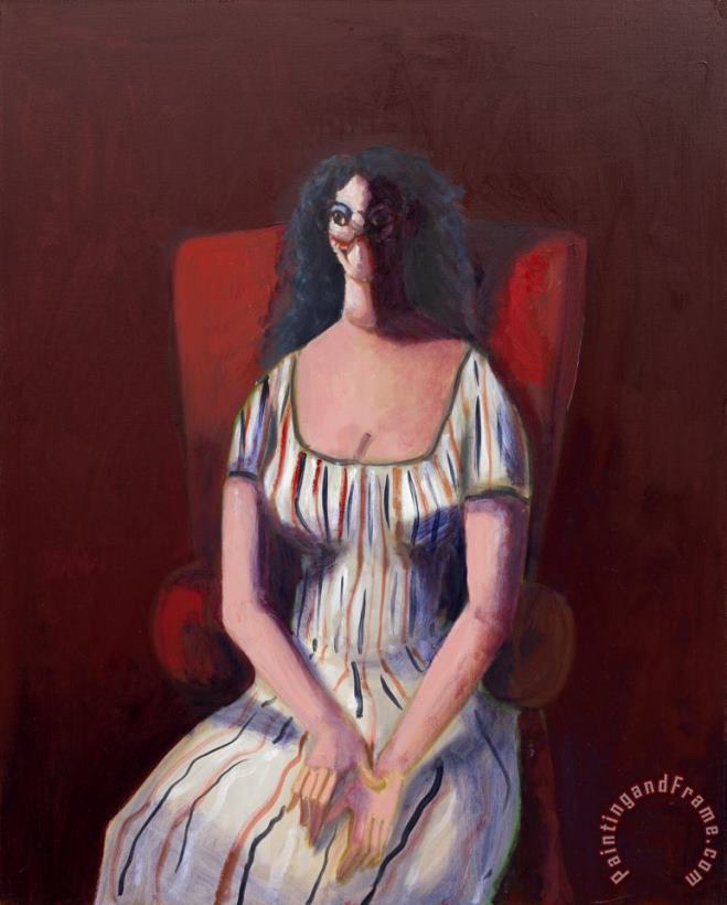 Woman on Red Chair, 2007 painting - George Condo Woman on Red Chair, 2007 Art Print