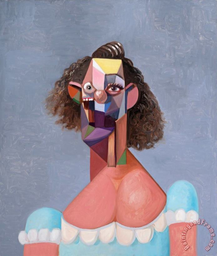 George Condo Young Girl with Blue Dress, 2007 Art Painting