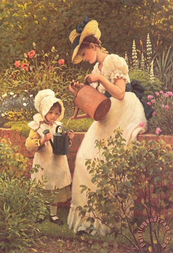 George Dunlop, R.a., Leslie The Young Gardener Art Painting