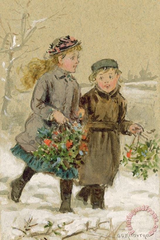 Children Playing In The Snow painting - George Goodwin Kilburne Children Playing In The Snow Art Print