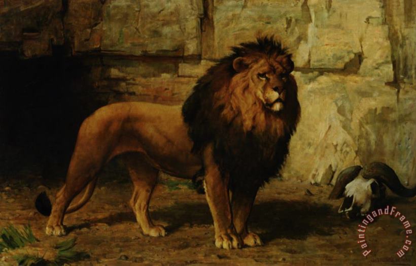 Lion Guarding His Den painting - George Goodwin Kilburne Lion Guarding His Den Art Print