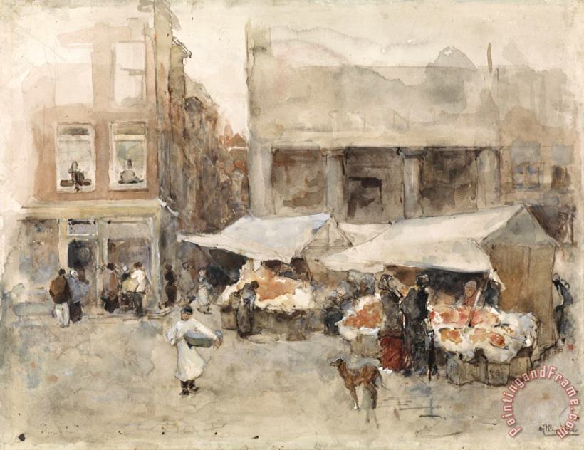 George Hendrik Breitner Markt Met Bloemenstalletjes Art Painting