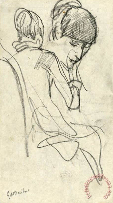 George Hendrik Breitner Schetsen Van Een Zittende Vrouw En Het Hoofd Van Een Vrouw Art Painting