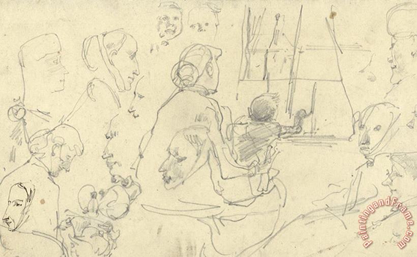 George Hendrik Breitner Schetsen Van Hoofden En Een Vrouw Met Een Kind Art Print