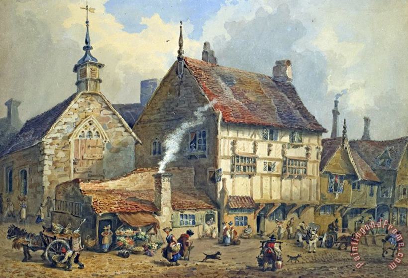 Old Houses And St Olaves Church painting - George Shepherd Old Houses And St Olaves Church Art Print