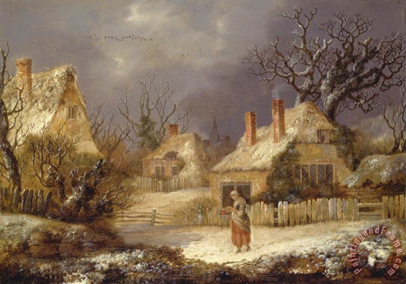 A Winter Landscape painting - George Smith A Winter Landscape Art Print