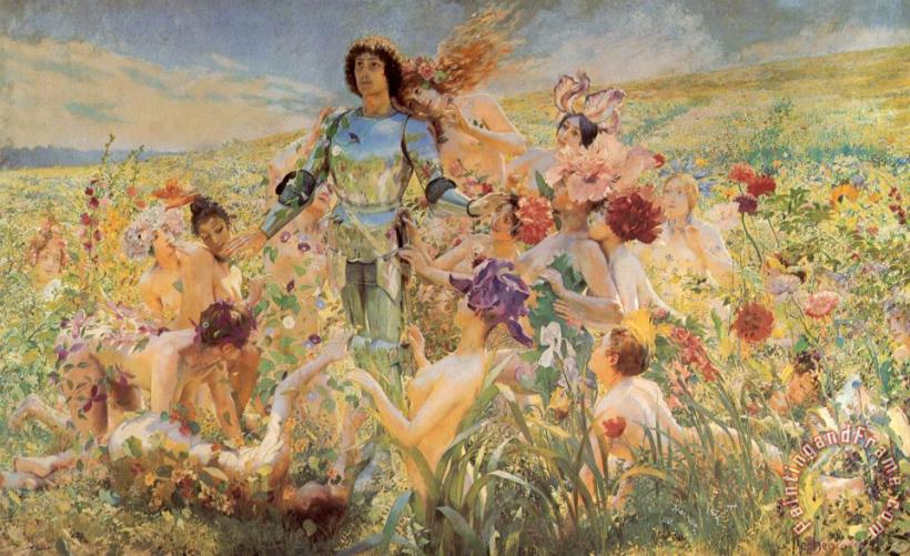 The Knight of The Flowers painting - Georges Antoine Rochegrosse The Knight of The Flowers Art Print