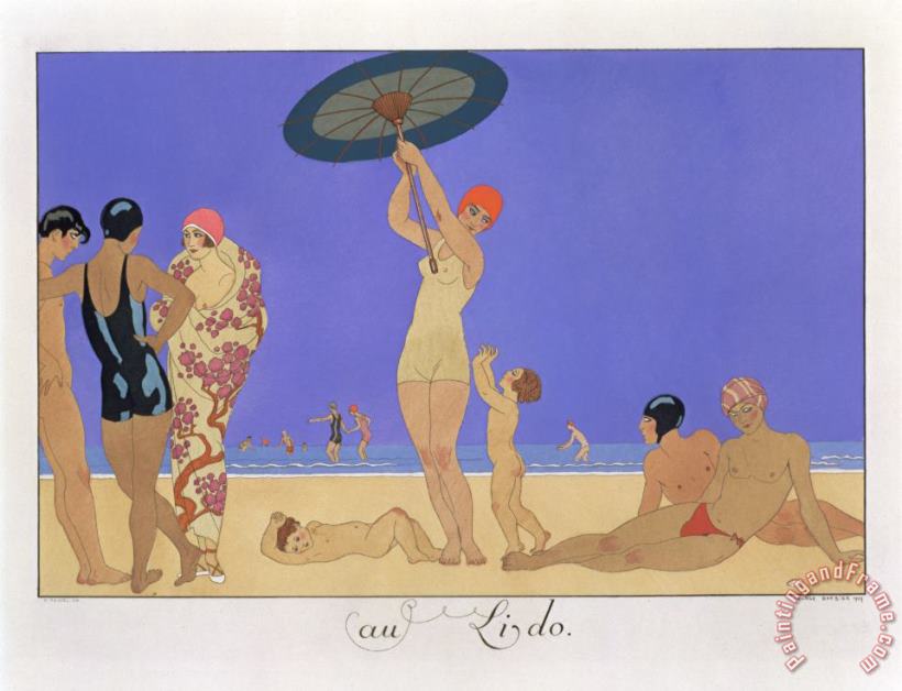 At The Lido painting - Georges Barbier At The Lido Art Print