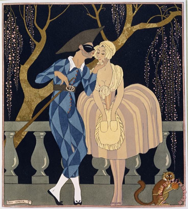 Georges Barbier Harlequin's Kiss Art Print