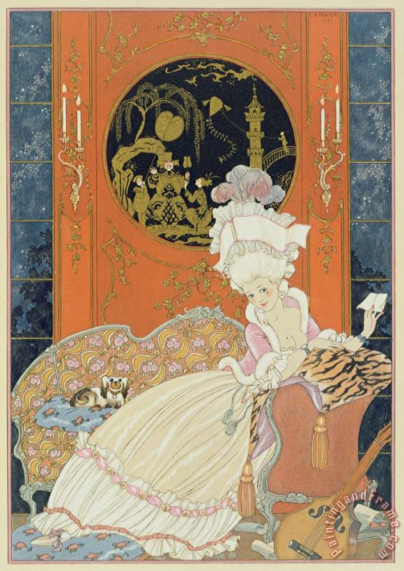 Illustration For 'fetes Galantes' painting - Georges Barbier Illustration For 'fetes Galantes' Art Print