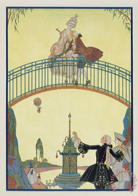 Georges Barbier Love On The Bridge Art Print