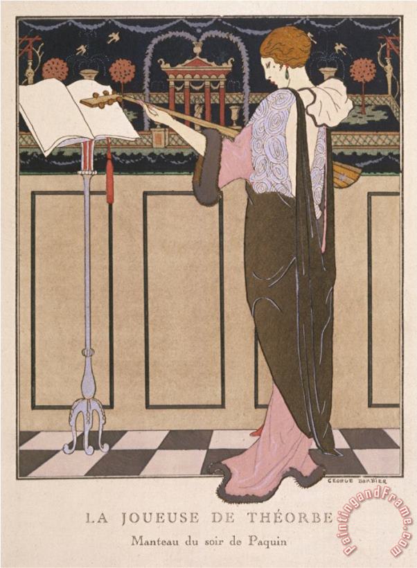 Georges Barbier Paquin Evening Coat Art Painting