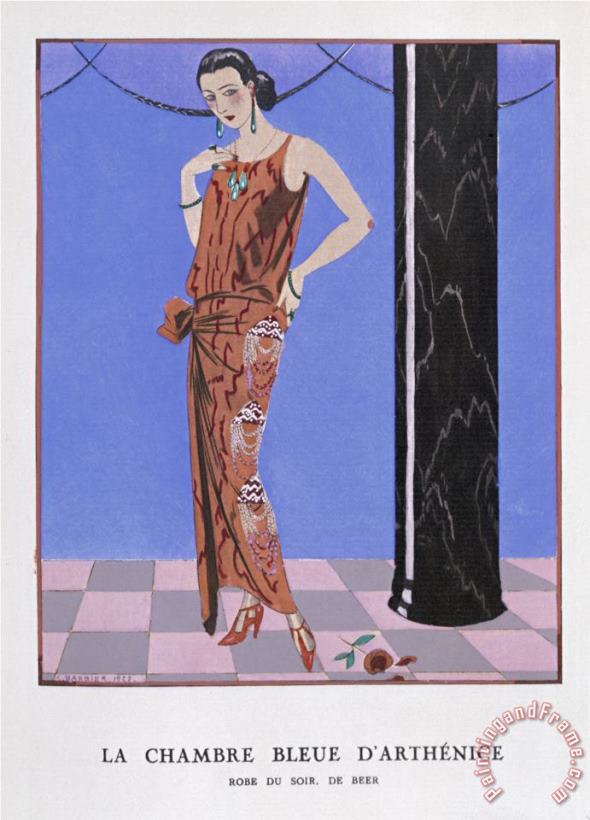 Georges Barbier T Bar Shoes And a Sleeveless Drop Waist Dress with Sash Tie Art Print