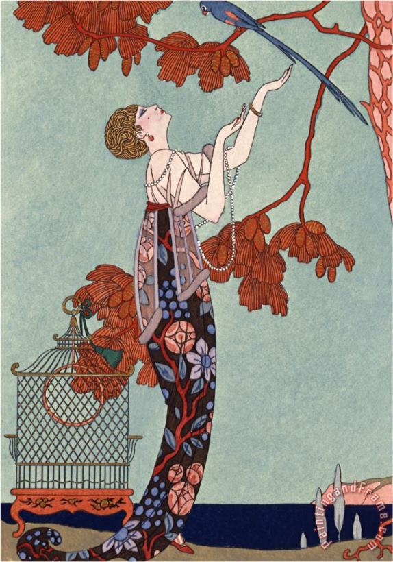 Georges Barbier The Flighty Bird France Early 20th Century Art Painting