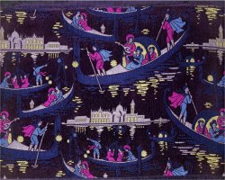 Georges Barbier Venise Fete De Nuit Furnishing Fabric Woven Silk France C 1921