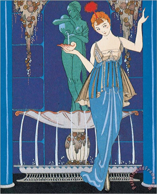 Georges Barbier Woman And Fountain Art Print