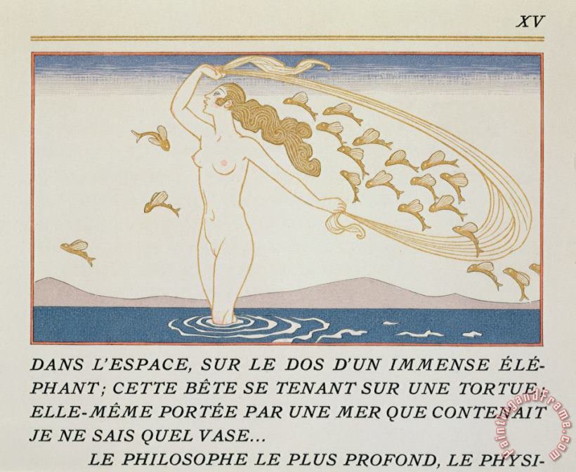 Woman Wading Through Water painting - Georges Barbier Woman Wading Through Water Art Print