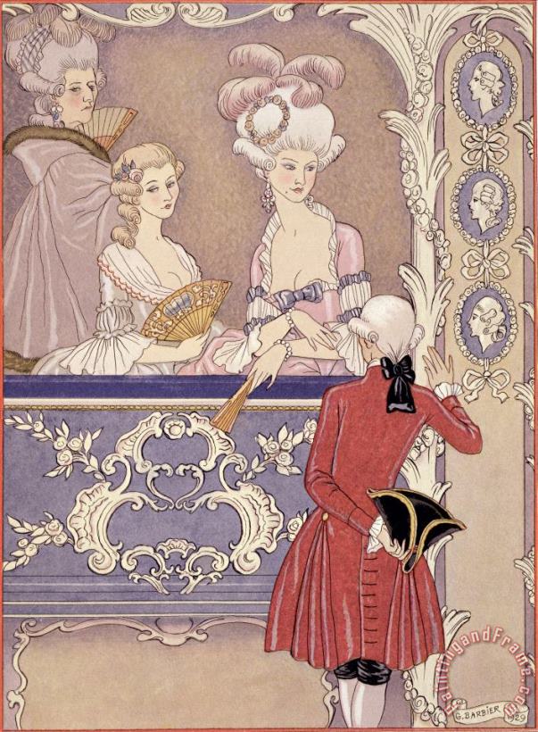 Georges Barbier Women In A Theater Box Art Print