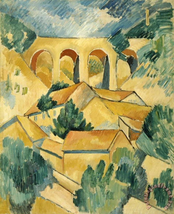 Georges Braque Viaduct at L'estaque, 1908 Art Painting