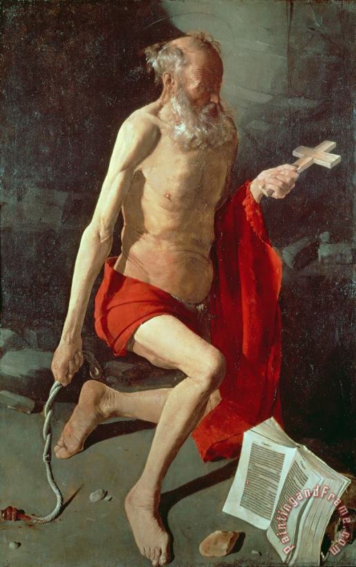 Saint Jerome painting - Georges de la Tour Saint Jerome Art Print