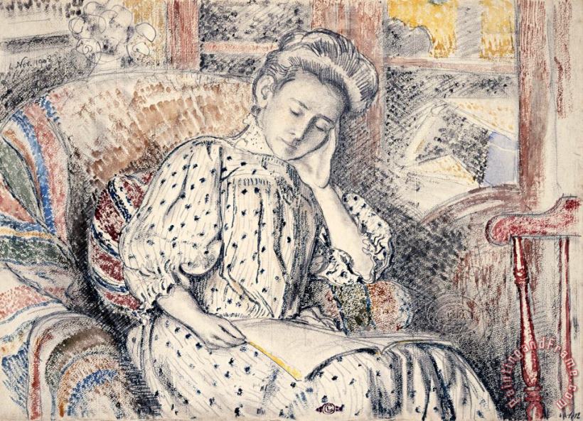 Georges Lemmen Femme Se Reposant Sur Un Divan Art Painting