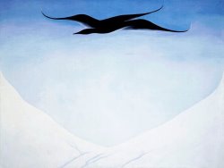 Georgia O'keeffe A Black Bird with Snow Covered Red Hills