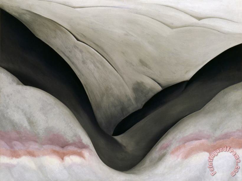 Georgia O'keeffe Black Place Grey And Pink Art Painting