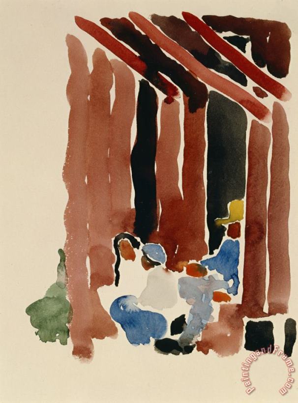 Figures Under Rooftop, 1918 painting - Georgia O'keeffe Figures Under Rooftop, 1918 Art Print
