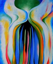 Georgia O'keeffe Gray Line with Black Blue And Yellow