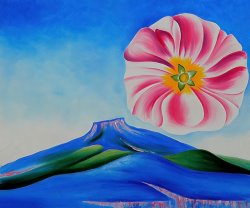 Georgia O'keeffe Hollyhock Pink with Pedernal