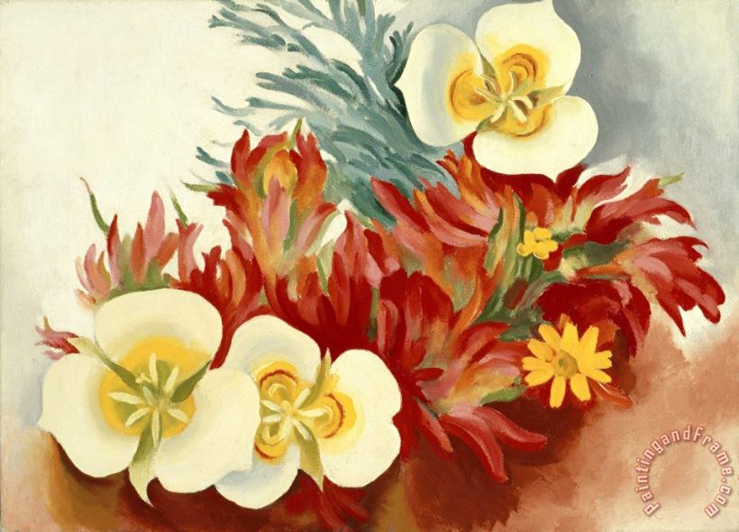 Mariposa Lilies And Indian Paintbrush, 1941 painting - Georgia O'keeffe Mariposa Lilies And Indian Paintbrush, 1941 Art Print