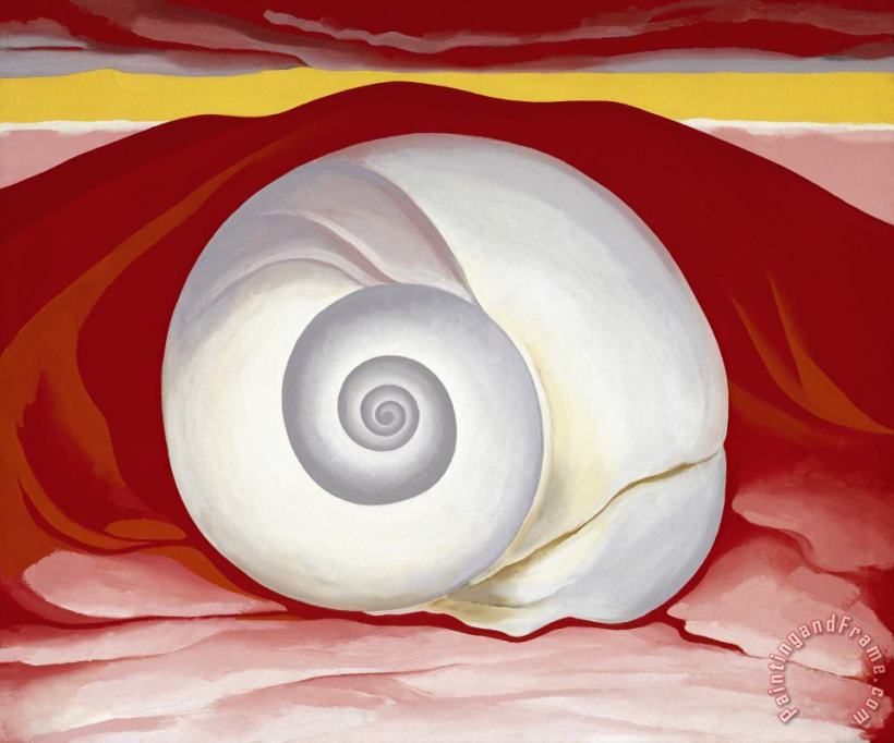 Georgia O'Keeffe Red Hill And White Shell painting - Red Hill And White